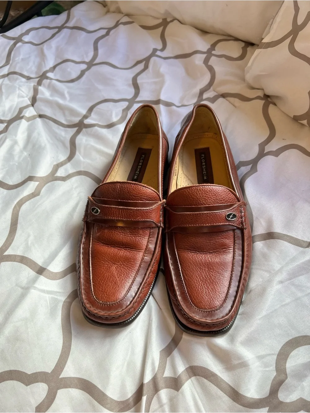 Vintage 80’s Florsheim Imperial peppled leather loafer. Made in Brazil. Mens 10